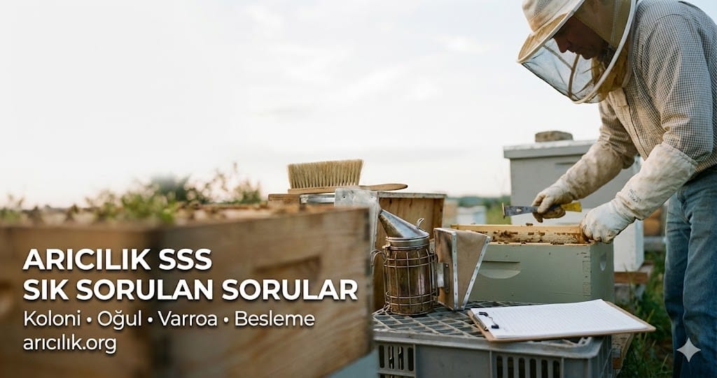 Arıcılık hakkında sık sorulan sorular (SSS) başlığını temsil eden görsel