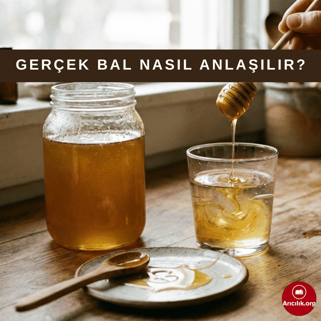 Ev mutfağında doğal ortamda balın suyla test edilerek gerçek bal olup olmadığının incelendiği deney