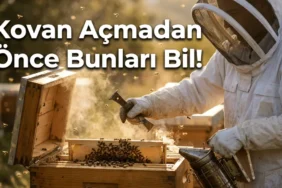 Arıcılıkta dikkat edilmesi gerekenler kapsamında kovan kontrolü yapan arıcı