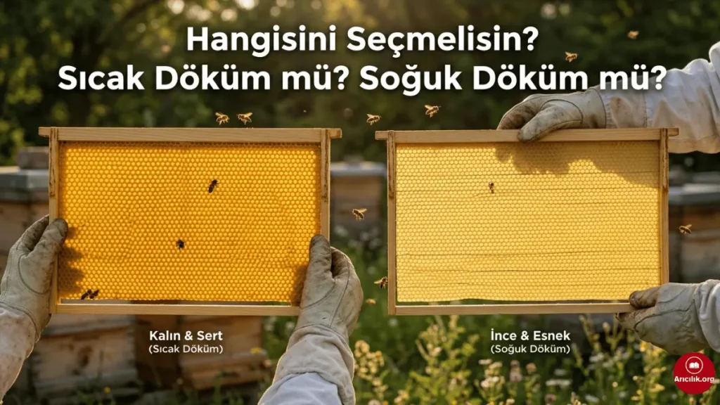 Sıcak döküm petek ve soğuk döküm petek mumlu çıta üzerinde karşılaştırma