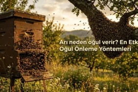 Arıların oğul verme anı ve kovandan çıkan arı sürüsü