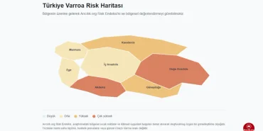 Türkiye'deki Varroa risk bölgelerini gösteren arıcılık haritası