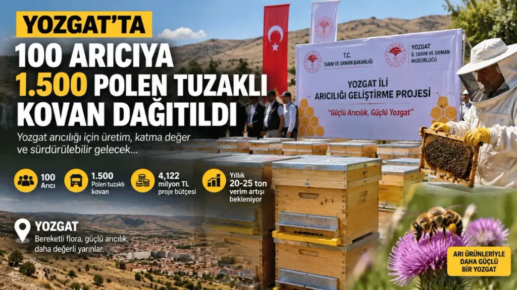Yozgat'ta 100 arıcıya dağıtılan polen tuzaklı arı kovanları